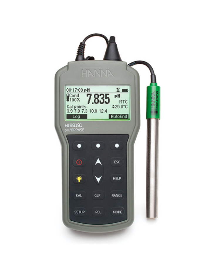 Medidor profesional de pH/ORP/ISE portátil e impermeable HI98191